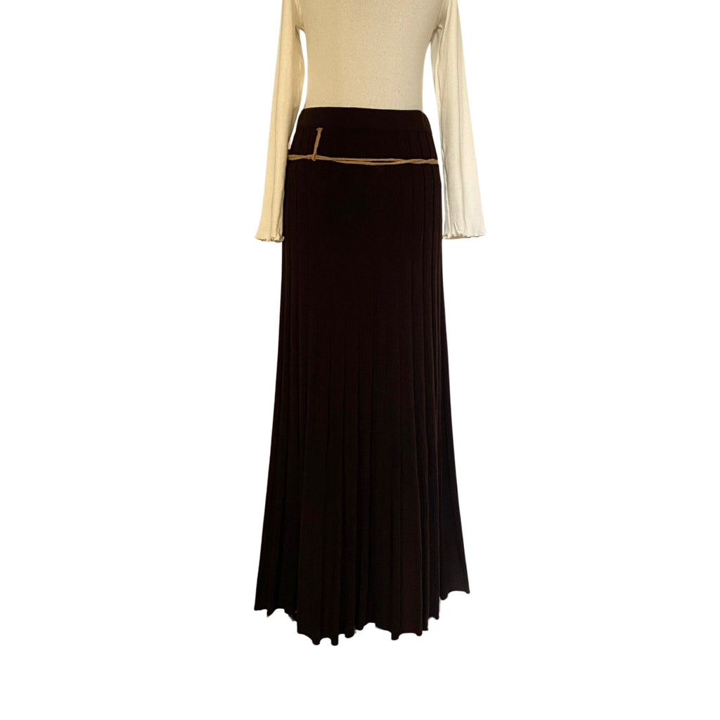 Özel Örgü Detaylı Pliseli Uzun Etek