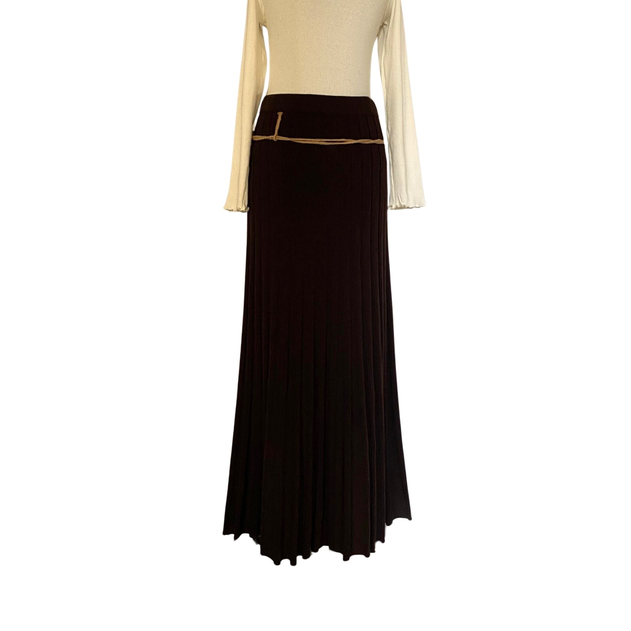 Özel Örgü Detaylı Pliseli Uzun Etek