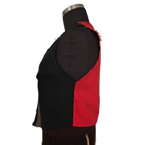 Deri Detaylı Kot Yelek