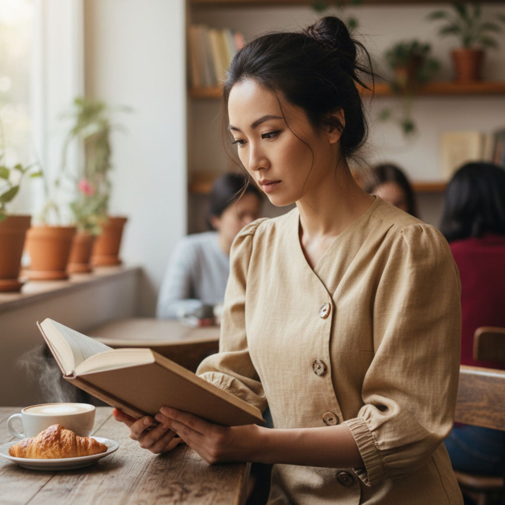Doğal Ahşap Düğmeli Kruvaze Kesim Bluz