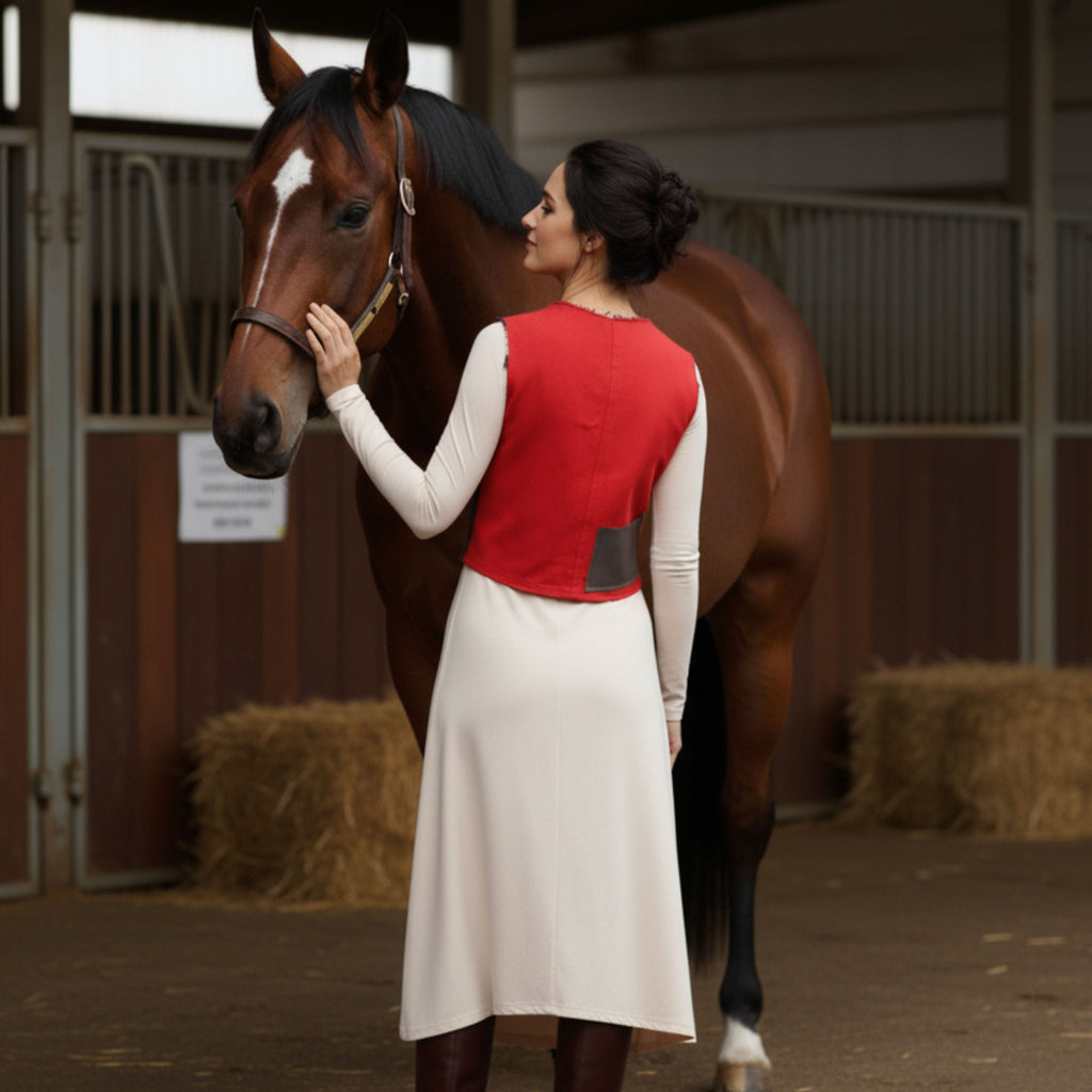 Deri Detaylı Kot Yelek