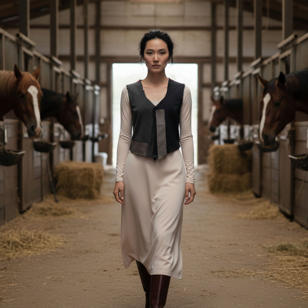 Deri Detaylı Kot Yelek