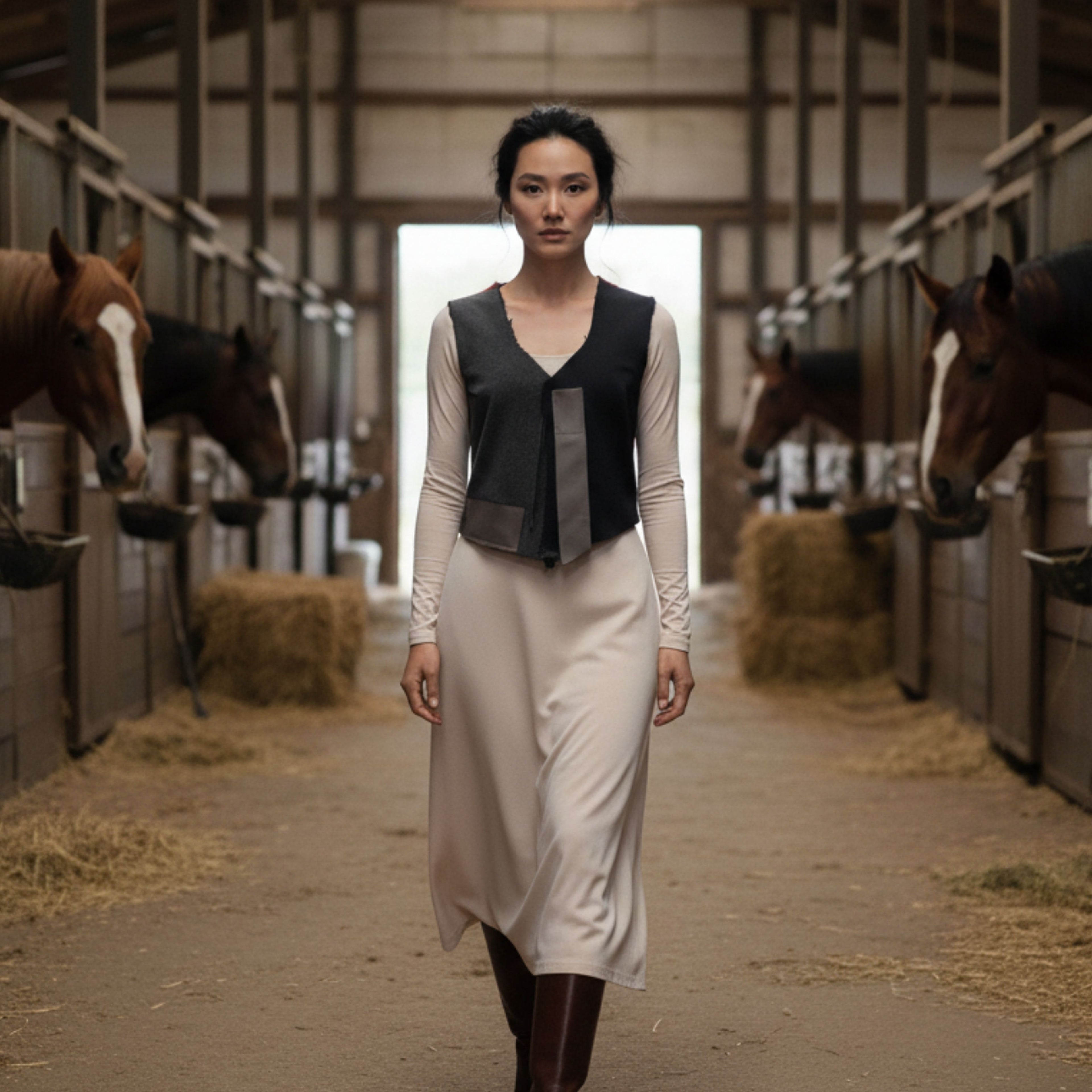 Deri Detaylı Kot Yelek